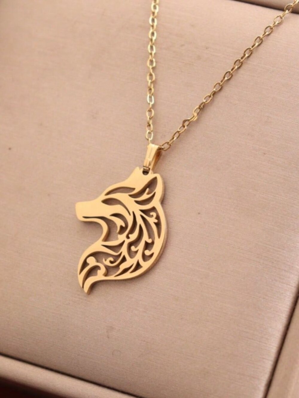 Stainless Steel Wolf Animal Pendant Necklace